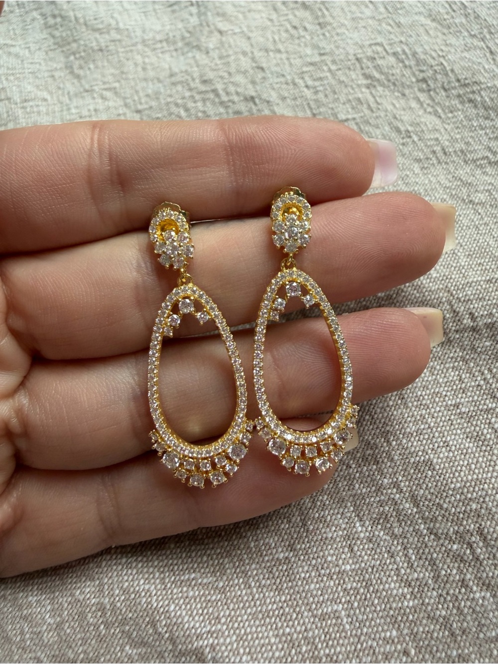 Moissanite Teardrop Dangle Earrings – Yellow Gold Over 925 Sterling Silver